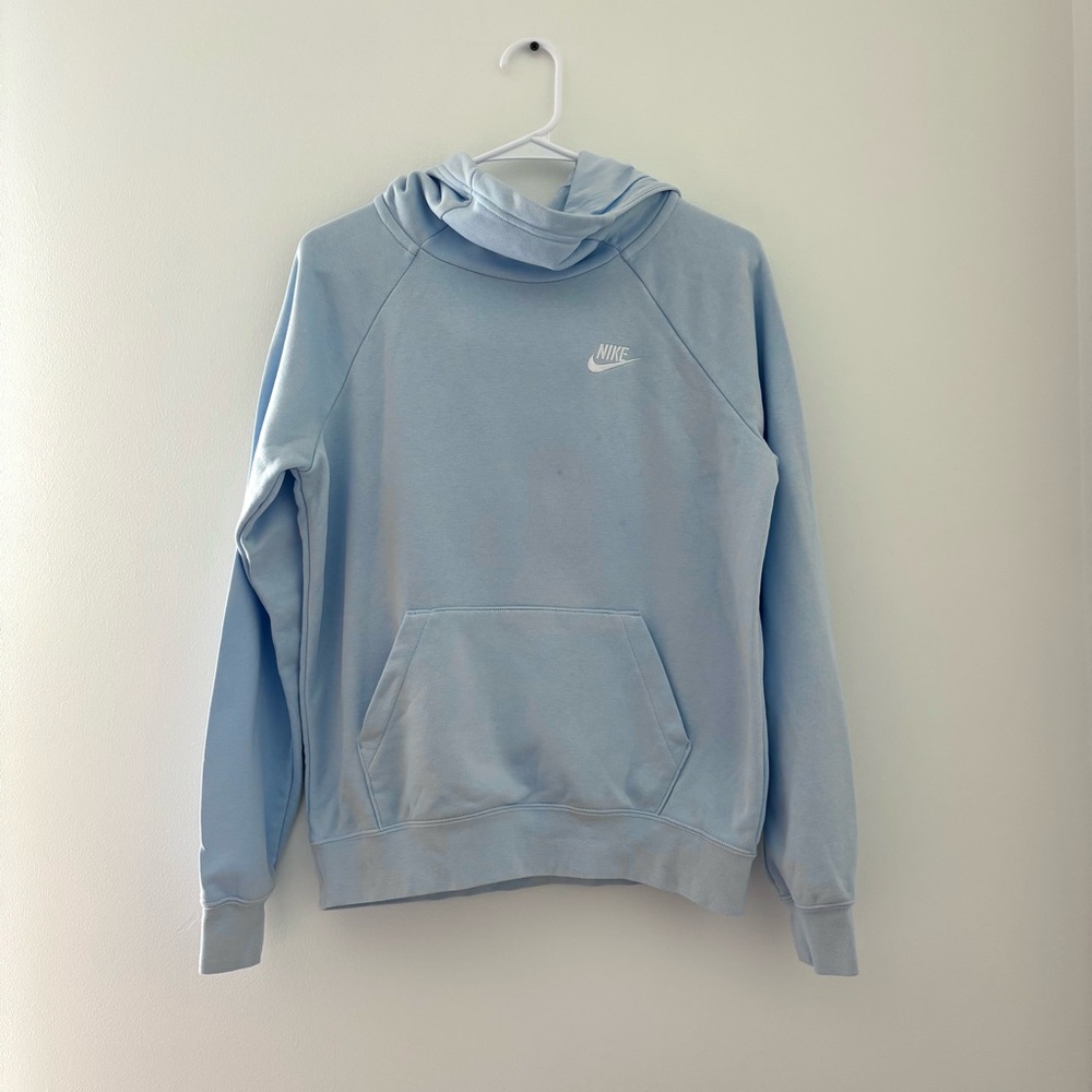 Nike Women’s Essential Funnel Neck Pullover Hoodie Sweatshirt Light Blue